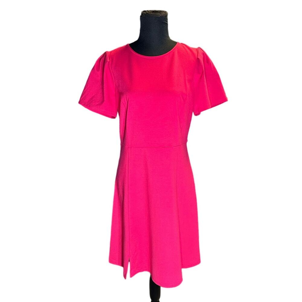 Christian Siriano x J. Jill Hot Pink A-Line Dress S Puff Sleeve Barbiecore NWT - Picture 2 of 10